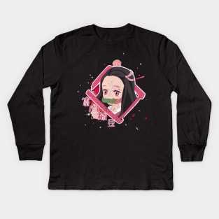 DEMON SLAYER (KIMETSU NO YAIBA): NEZUKO KAMADO (GRUNGE STYLE) Kids Long Sleeve T-Shirt